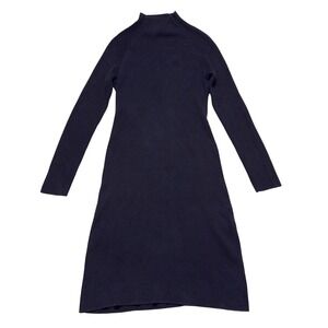 Vintage Polo Ralph Lauren Cable Knit Turtleneck Dress Womens Medium Navy